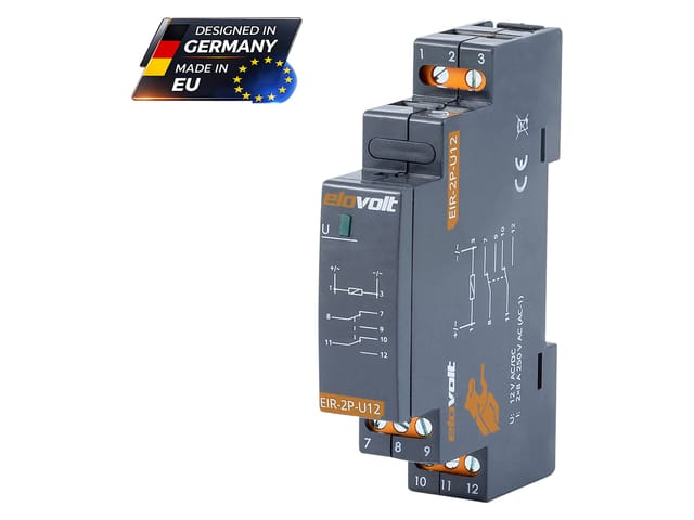 ELO EIR-2P-U12 - Schaltrelais 2 Wechsler 2x 8A 12V AC/DC