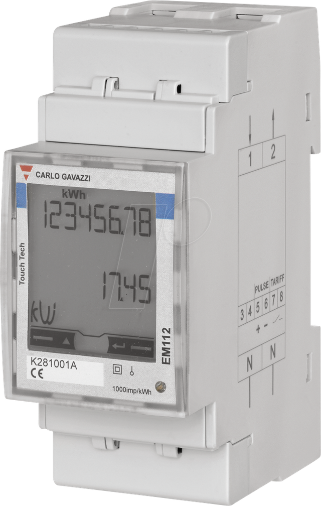 EM112DINAV01XS1X - Energiezähler EM112, 1 Phase, LCD Display, Touch-Tastatur