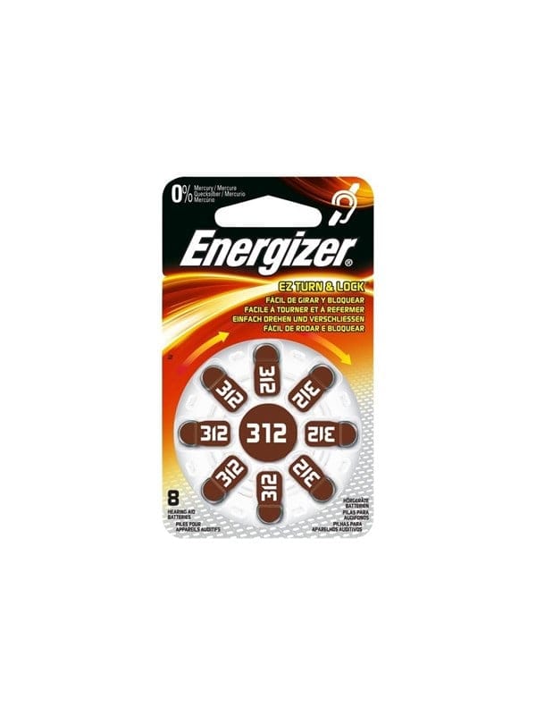 EN 8X312 - Hörgerätebatterie, Zink-Luft, 7,9x3,6 mm, Aid 312, 8er-Pack