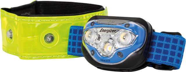 EN SPORTPACK - LED-Stirnleuchte + Armband, 100 lm, blau, 3x AAA (Micro)