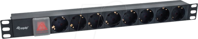 EQUIP 333286 - 19'' Steckdosenleiste, 8-fach, 1 HE, Schutzkontakt