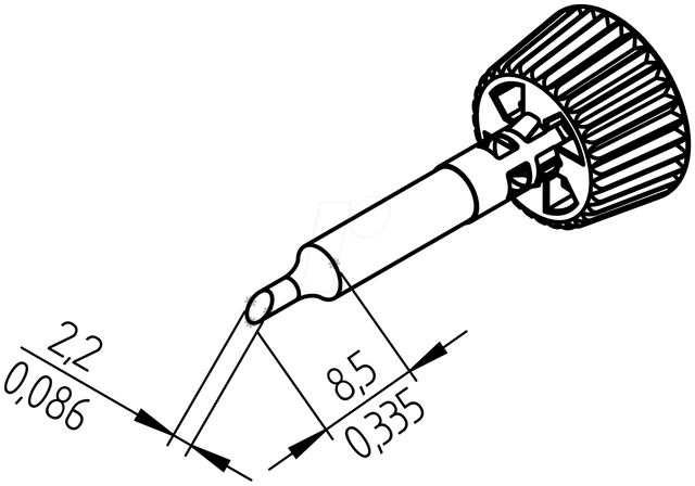 ERSA 0142ADLF22 - Ersadur Lötspitze, 2,2 mm abgewinkelt