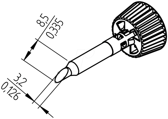 ERSA 0142ADLF32 - Ersadur Lötspitze, 3,2 mm abgewinkelt