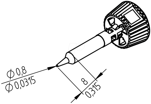 ERSA 0142PDLF08 - Ersadur Lötspitze, 0,8 mm bleistiftspitz