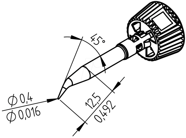 ERSA 0142SDLF04L - Ersadur Lötspitze, 0,4 mm gebogen, extended