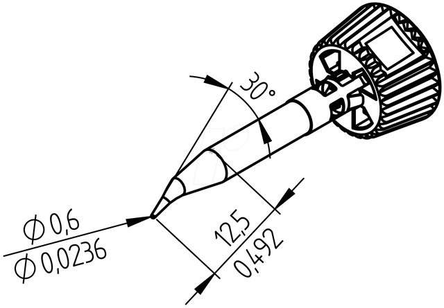 ERSA 0142SDLF06L - Ersadur Lötspitze, 0,6 mm gebogen, extended