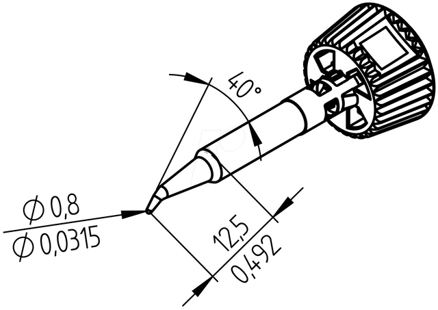 ERSA 0142SDLF08L - Ersadur Lötspitze, 0,8 mm gebogen, extended