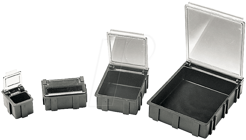 ESD BOX 2 SW - ESD SMD Klappbox 37 x 12 x 15 mm, Deckel transparent