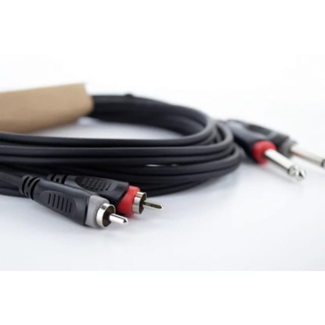 EU 1,5 PC - Audio Kabel, 2x 6,3 mm Mono Klinke > 2x Cinch Stecker, 1,5 m