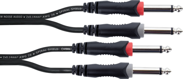 EU 1,5 PP - Audio Kabel, 2x 6,3 mm Mono Klinke > 2x 6,3 mm Mono Klinke, 1,5