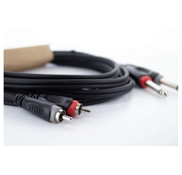EU 3 PC - Audio Kabel, 2x 6,3 mm Mono Klinke > 2x Cinch Stecker, 3 m