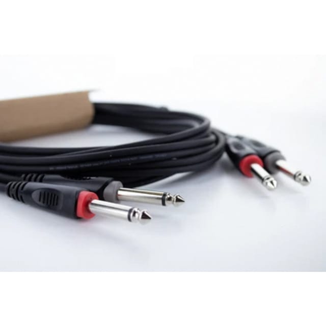 EU 3 PP - Audio Kabel, 2x 6,3 mm Mono Klinke > 2x 6,3 mm Mono Klinke, 3 m