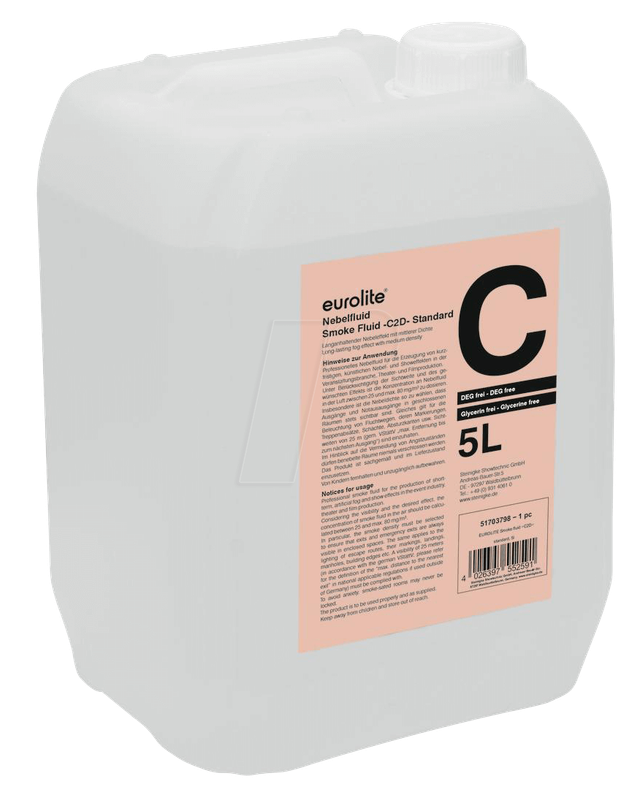 EURO 51703798 - Smoke Fluid C2D Standard , für Nebelmaschinen, 5 l