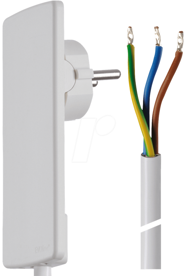 EVOLINE NKS WS - Netzkabel, Hebel-Schutzkontaktstecker, 1,5 m, ws, offenes Ende