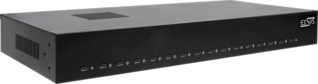 EXSYS EX-11016 - 16-Port High Power Ladestation 480W, 16x USB-C PD 30W , QC 3.0