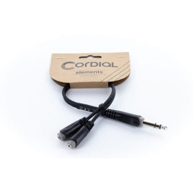 EY 0,3 VYY - Y-Adapter Kabel, 6,3 mm Stereo Klinke > 2x 3,5 mm Stereo Buchse,