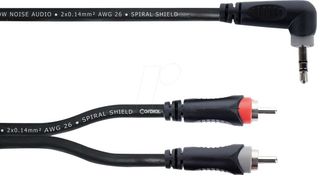 EY 1 WRCC - Y-Adapter Kabel, 3,5 mm Stereo Winkelklinke > 2x Cinch Stecker,