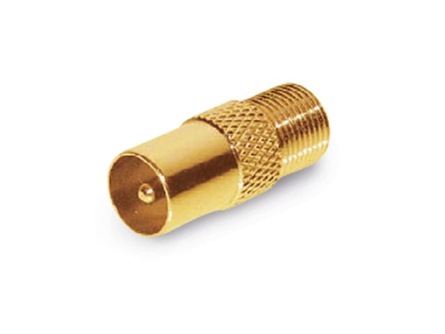 FI BS-G - F-Stecker, F-Buchse auf IEC-Stecker, vergoldet