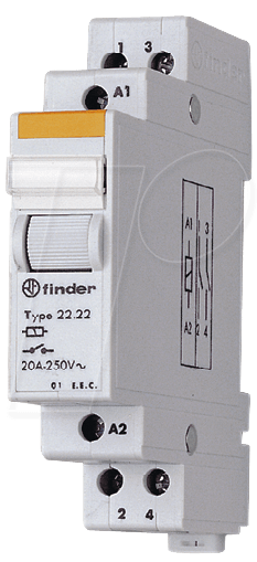 FIN 22.22.9 24V - Installationsrelais, 2xEin, 250V/20A, 24V