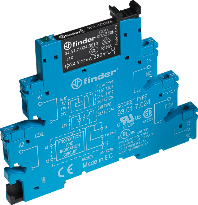 FIN 38.51.7 6V - Koppelrelais, schmal, 250 V, 6 V DC sensitiv
