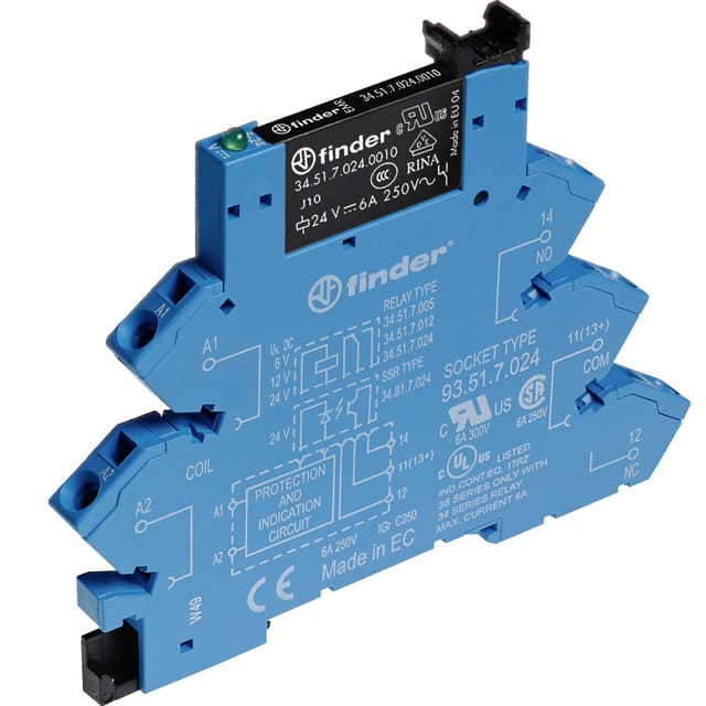 FIN 38.61.7 6V - Koppelrelais, schmal, 250 V, 6 V DC sensitiv
