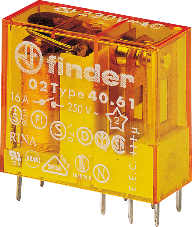 FIN 40.61.8 12V - Steck-Printrelais, 1 CO, 16 A, 12 V AC