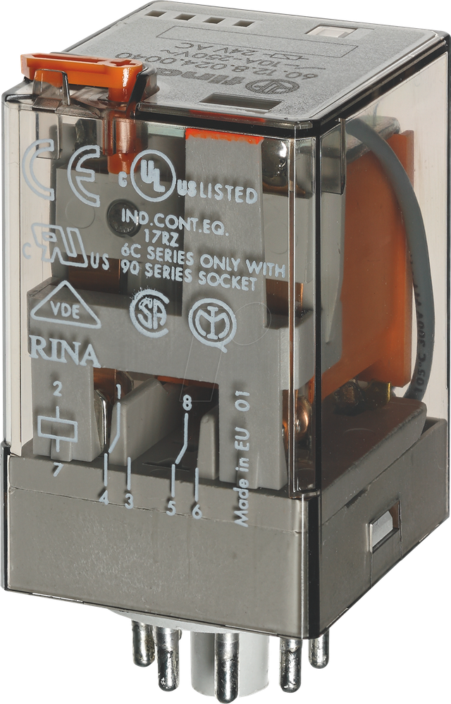 FIN 60.12.9 24V2 - Industrierelais, 2x CO, 250 V / 10 A, 224 V DC