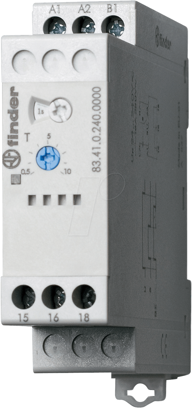 FIN 83.41 - Off-Delay-Relais, 1 Wechsler,16A, 24-240VAC/DC