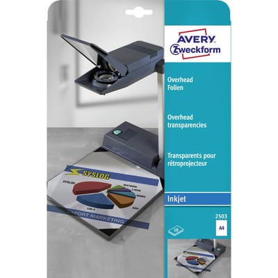 FOLIE 2503 - Overheadfolie, DIN A4, für Inkjet-Drucker, 10 Blatt, 0,11 mm