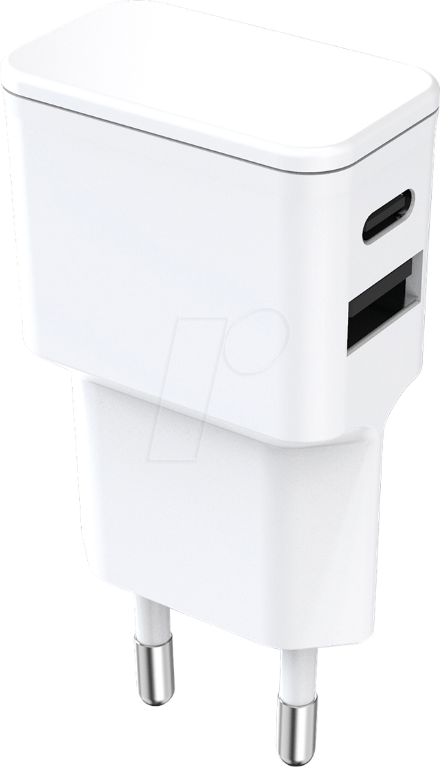 FONTASTIC 262876 - USB-Ladegerät, 12 W, 1x USB-A, 1x USB-C, weiß