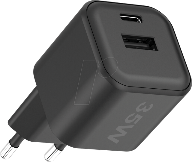 FONTASTIC 263705 - USB-Ladegerät, 35W, 1x USB-C (PD), 1x USB-A, GaN, schwarz