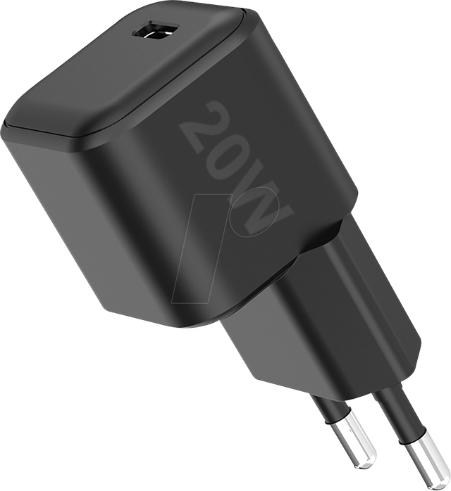 FONTASTIC 264580 - USB-Ladegerät, 20W, 1xUSB-C (PD), GaN, schwarz