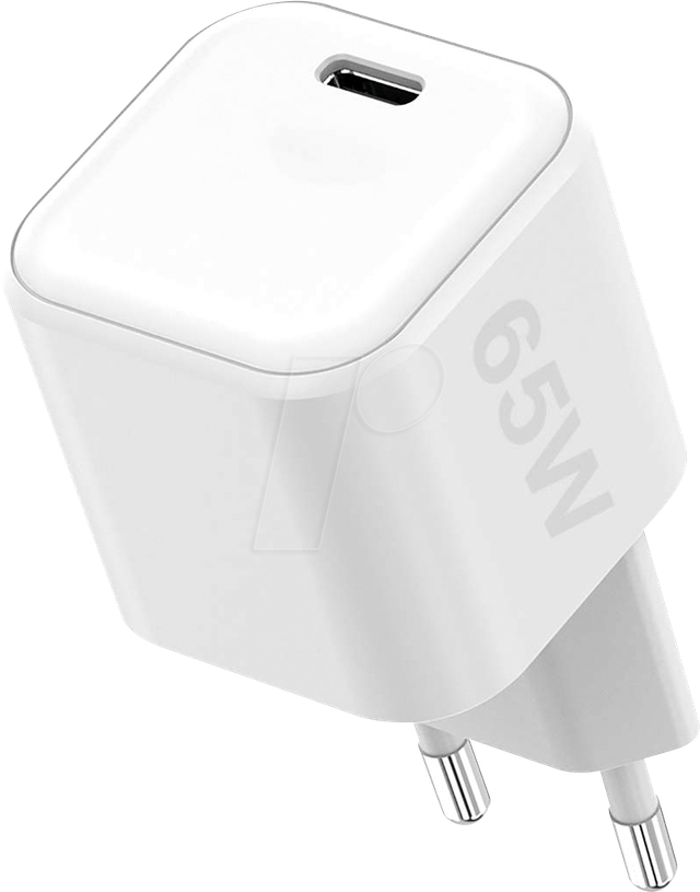 FONTASTIC 264610 - USB-Ladegerät, 65W, 1xUSB-C (PD), GaN, wieß