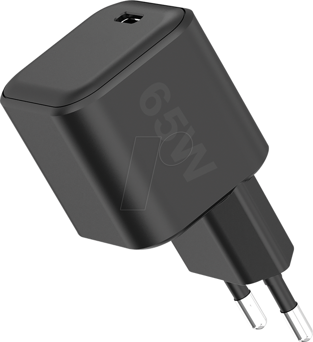 FONTASTIC 264627 - USB-Ladegerät, 65W, 1xUSB-C (PD), GaN, schwarz