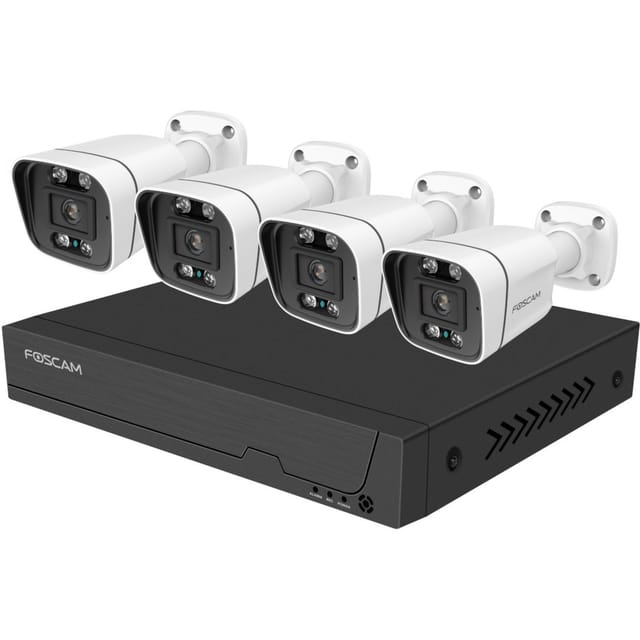 FOSCAM FNA108B4W - Netzwerk-Videorekorder, Set inkl. 4 Kameras