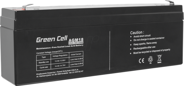 GC AGM18 2.3AH - Blei-Vlies-Akku, AGM, 12V, 2.3 Ah
