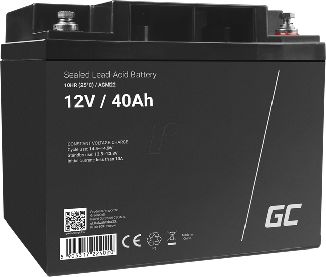 GC AGM22 40AH - Blei-Vlies-Akku, AGM, 12V, 40 Ah
