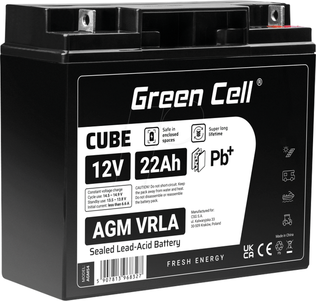GC AGM54 22AH - Blei-Vlies-Akku, AGM, 12V, 22 Ah