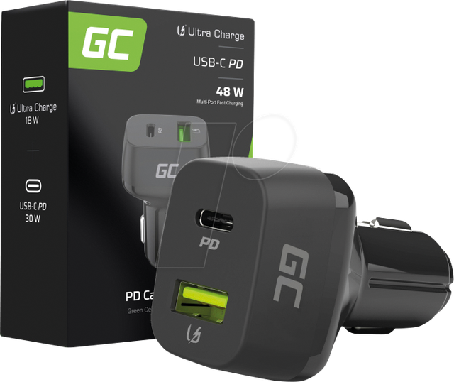 GC CAD33 - USB-Ladegerät, 48 W, 1x USB-C, 1x USB-A, schwarz