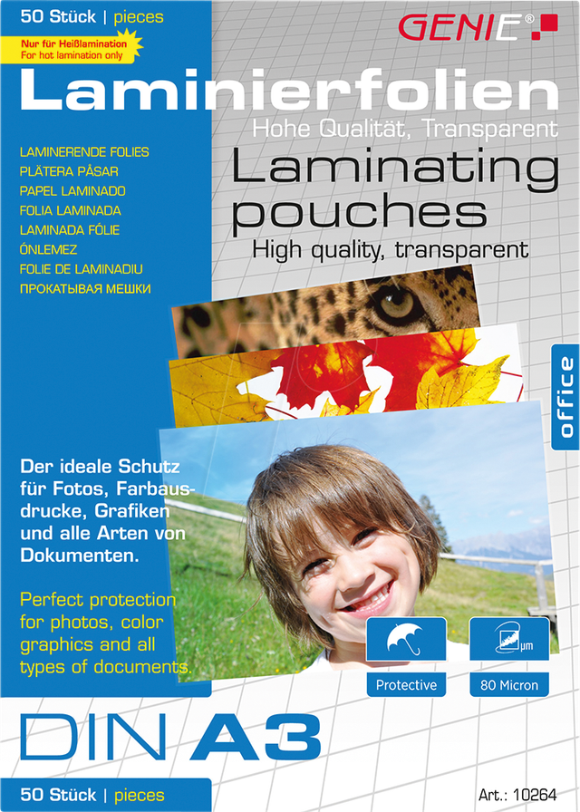 GENIE 10264 - Laminierfolien, DIN A3, 80 mic, 50 Stück
