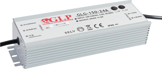 GLG-150-24A - LED-Netzteil, 151,2 W, 24 V DC, 6,3 A, TÜV, IP65, CV+CC