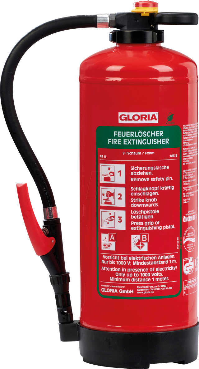 GLORIA SKA9PRO - Feuerlöscher Schaum, 9 Liter