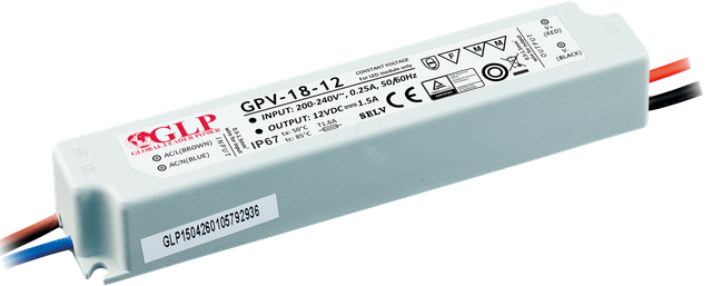 GLP GPV-18-24 - LED-Netzteil, 18 W, 24 V DC, 0,75 A, TÜV-geprüft, IP67