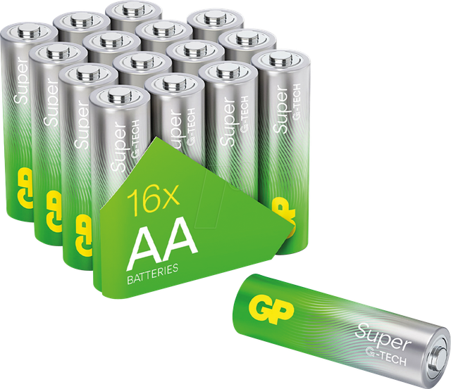 GP S16 AA - Super, Alkaline Batterie, AA (Mignon), 16er-Pack