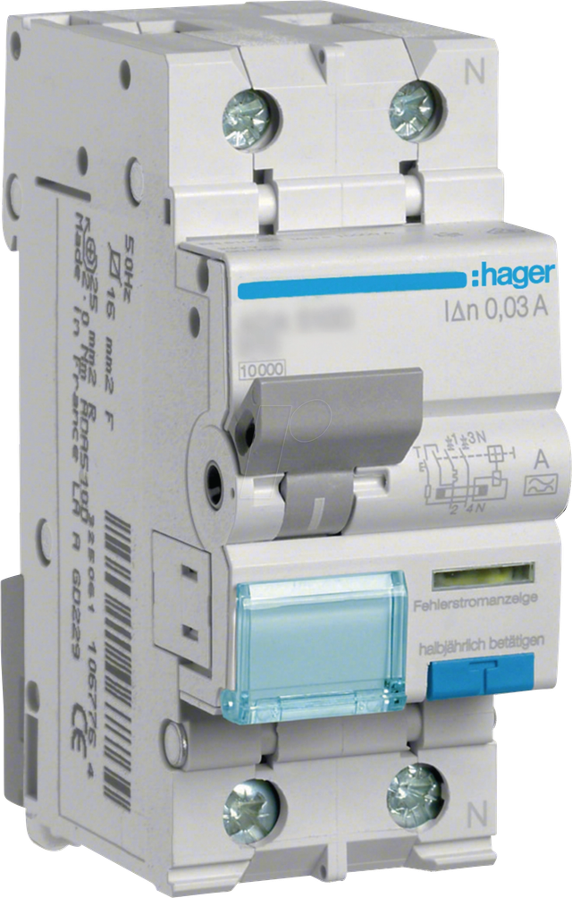 HAGER ADA556D - FI/LS-Schalter, 1P+N 10kA C-6A 30mA Typ A