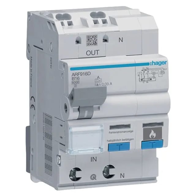 HAGER ARF916D - Schutzeinrichtung AFDD + FI-LS, 6kA B-16 A 30mA Typ A 3M