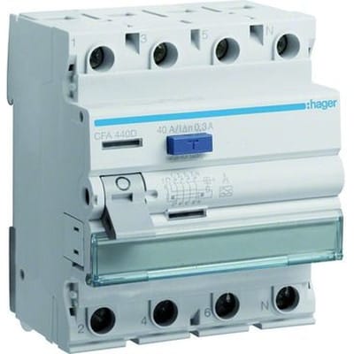 HAGER CFA440D - Fehlerstromschutzschalter 4 polig 6kA 40A 300mA Typ A