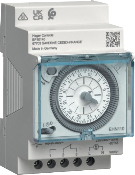 HAGER EHN110 - Schaltuhr elektromechanisch ohne Gangreserve Tagesuhr 1W 16 A