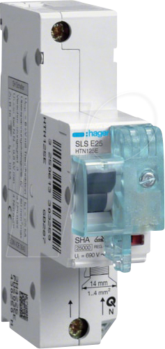 HAGER HTN163E - SLS-Schalter 1P E-63A Hutschiene