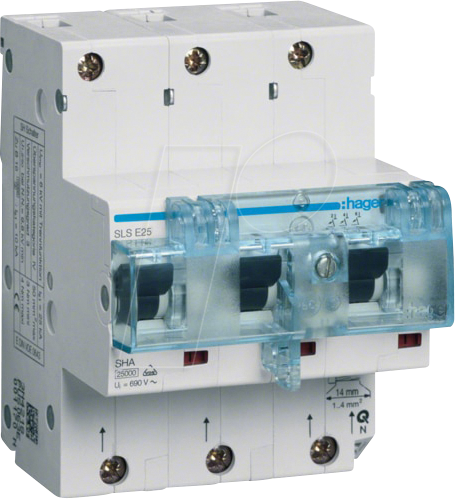 HAGER HTN363E - SLS-Schalter 3P E-63A Hutschiene